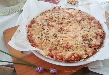Pizza de brócoli,  con atún y jamón