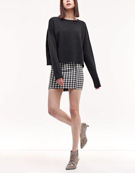 Falda Larga Cuadros Stradivarius