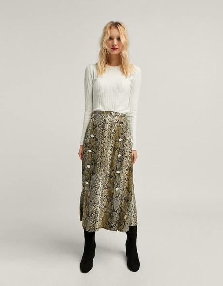 Falda Larga Cuadros Stradivarius