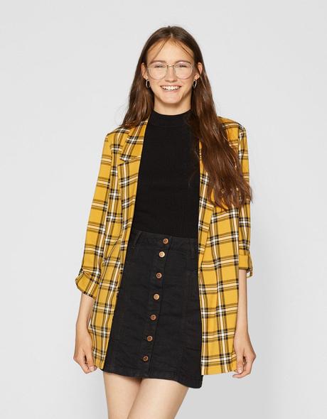 Falda Larga Cuadros Stradivarius