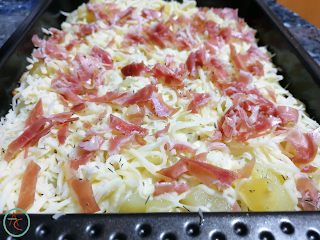 Patatas al Horno Gratinadas con Jamón y Queso Patatas al Horno Gratinadas con Jamón y Queso