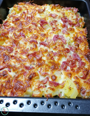 Patatas al Horno Gratinadas con Jamón y Queso Patatas al Horno Gratinadas con Jamón y Queso