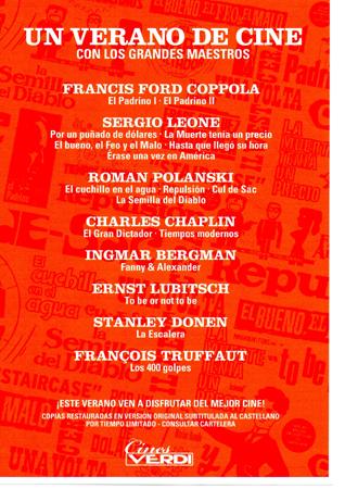 VERANO DE CINE Ciclo Un Verano de Cine con los Grandes Maestros