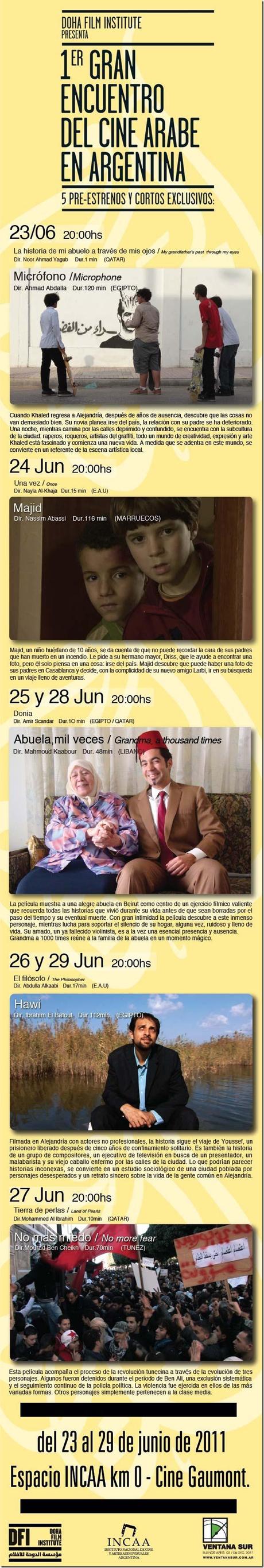 Estrenos del Jueves 23/06/11 y Primer Gran Encuentro del Cine Árabe en la Argentina