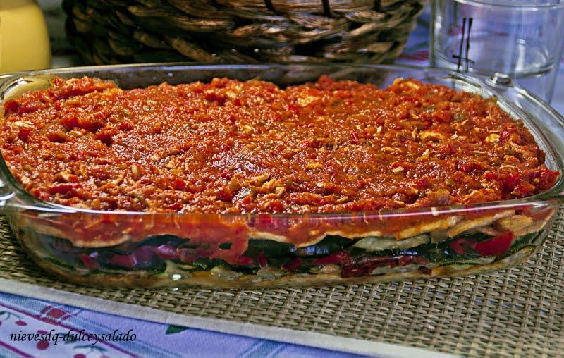 TUMBET DE PATATAS, BERENJENAS Y TOMATE