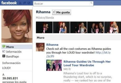 Rihanna escala puestos en la cima de Facebook