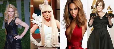 Beyoncé, Lady Gaga, Adele y Madonna las divas del pop 2011