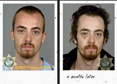 Antes y después del consumo de drogas.