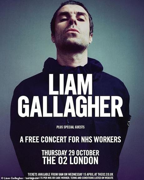 [Noticia] Liam Gallagher anuncia que hará un concierto gratuito en el London O2 Arena para los trabajadores del NHS