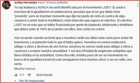 Una youtuber lesbiana se da de baja del movimiento LGTB: “Se han vuelto intolerantes”