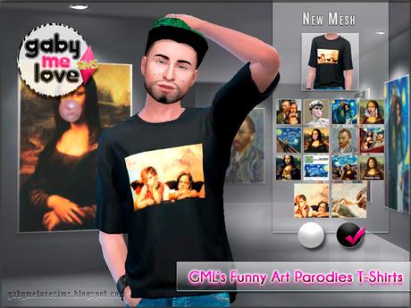 GML's Funny Art Parodies T-Shirts (Sims 4), Male - Gabymelove Sims GML's Funny Art Parodies T-Shirts (Sims 4), Male