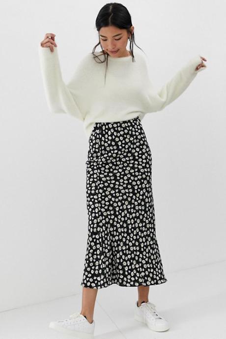 Falda Larga Flores Zara