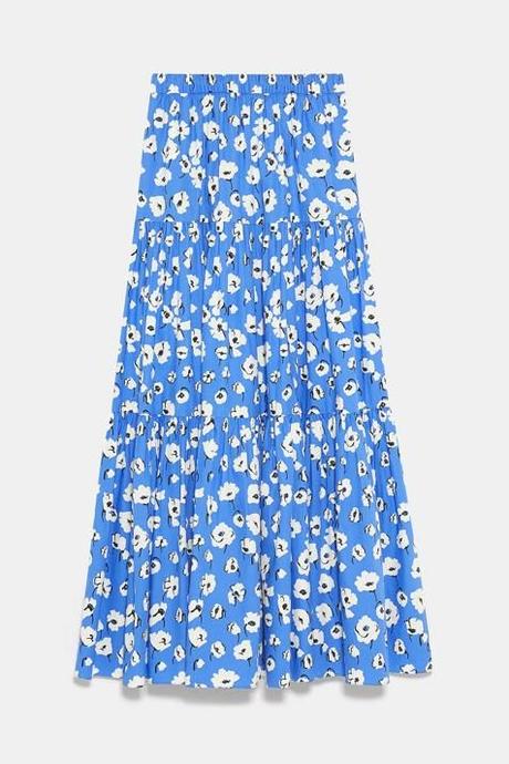 Falda Larga Flores Zara