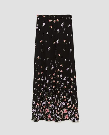 Falda Larga Flores Zara