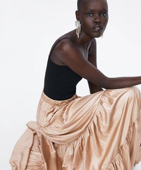 Falda Larga Flores Zara