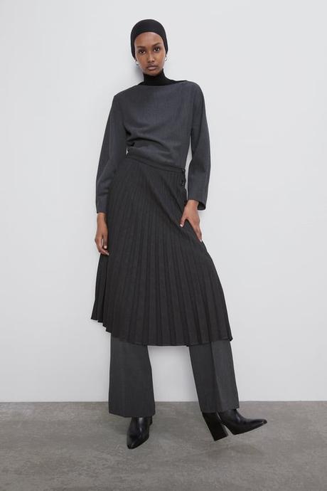 Falda Larga Flores Zara