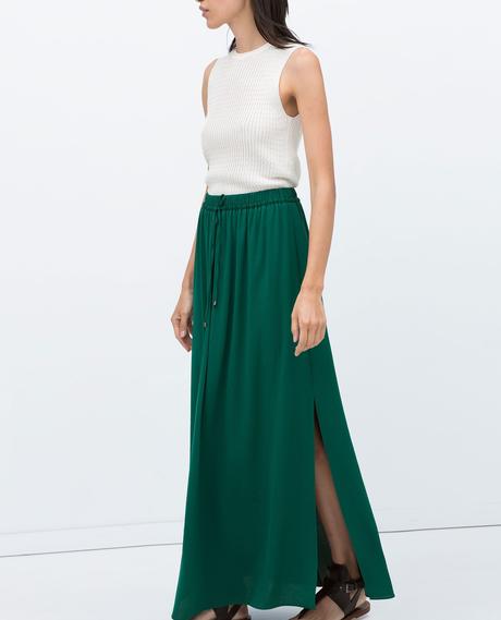 Falda Larga Flores Zara