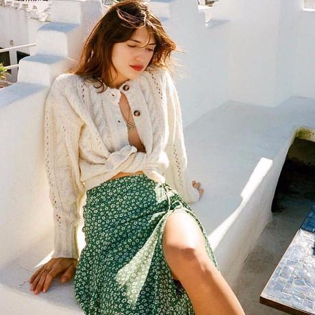 Falda Larga Flores Zara