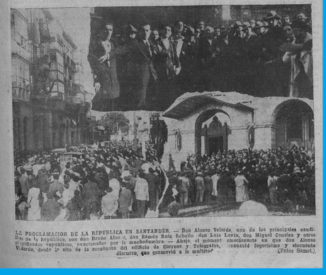 1931:discurso de proclamación de la República desde el edificio de Correos.La placa de la avenida de Alfonso  XIII fue arrancanda y arrojada a la bahía.