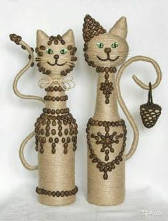 Con una botella y cuerda haz lindos gatitos decorativos