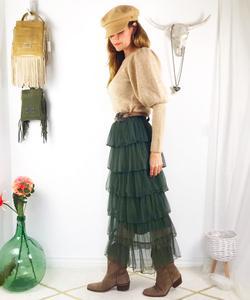 Falda De Tul Verde Militar