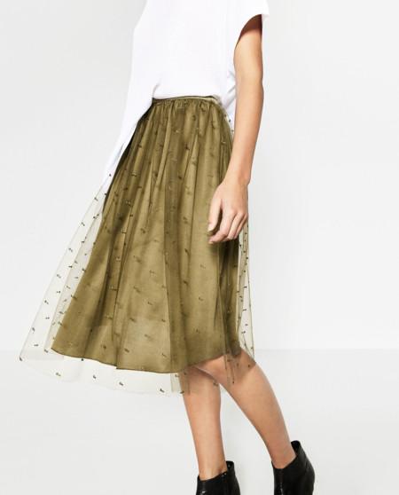 Falda De Tul Verde Militar