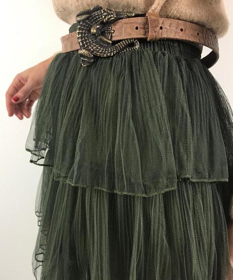 Falda De Tul Verde Militar