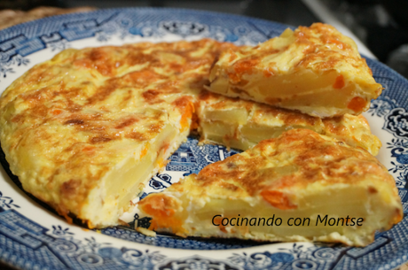 Tortilla de patatas con puerro y calabaza Tortilla de patatas con puerro y calabaza