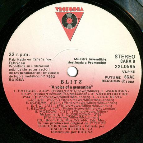 Blitz - Voice of generation Lp 1983 Blitz - Voice of generation Lp 1983