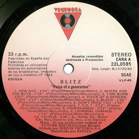 Blitz - Voice of generation Lp 1983 Blitz - Voice of generation Lp 1983