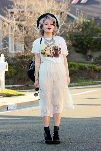 Look Falda Midi Con Botines