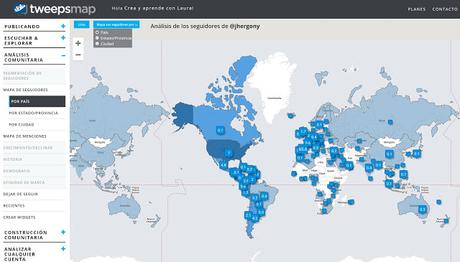 Tweepsmap, un mapa de tus seguidores por país, estado o ciudad.