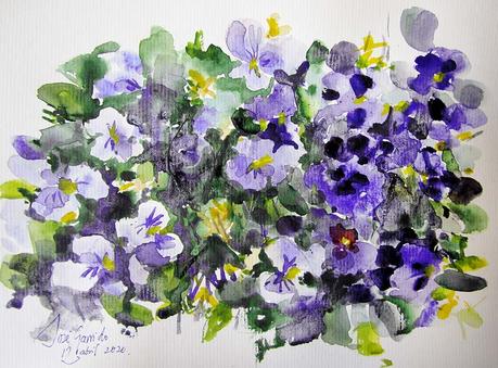 Dibujos y acuarelas en el claustro.