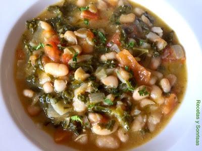 MINESTRONE CON ALUBIAS  Y UN TOQUE DE PESTO