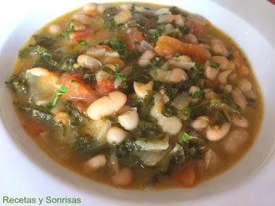 MINESTRONE CON ALUBIAS  Y UN TOQUE DE PESTO