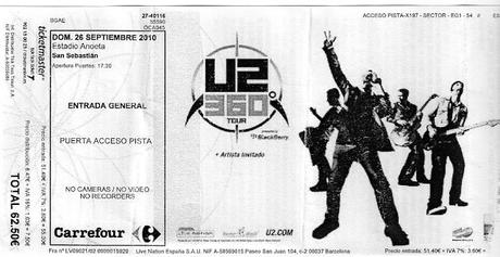 Vídeos de conciertos: U2 el 26 de septiembre de 2010 en el Estadio de Anoeta de San Sebastián