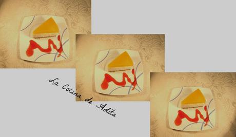 Tarta de cuajada, con mango y coco Tarta de cuajada, con mango y coco