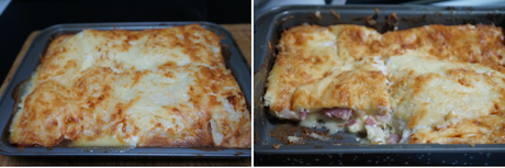 Pastel al horno con bacon y queso