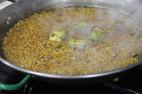arroz listo para secarse en el horno