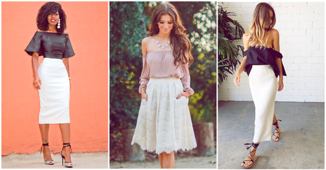 Falda Blanca Encaje Combinar Falda Blanca Encaje Combinar