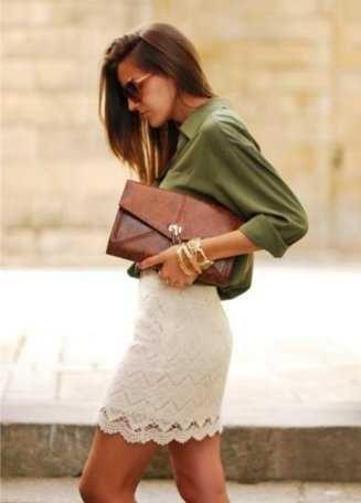 Falda Blanca Encaje Combinar Falda Blanca Encaje Combinar