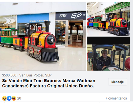 Ponen a la venta el legendario mini tren de Plaza Tangamanga