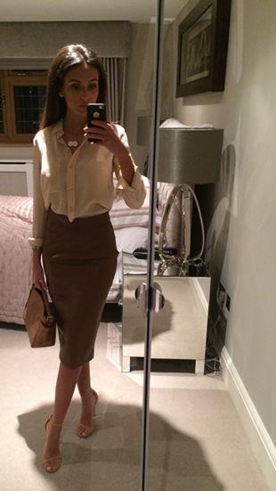 Falda Cuero Marron Zara