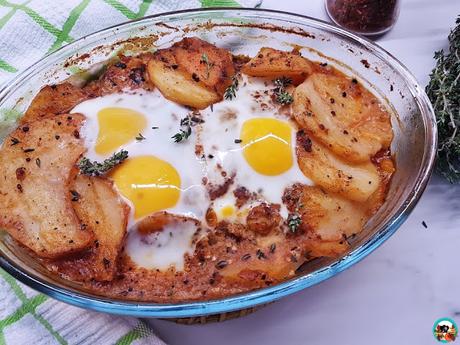 Papas con ajo y pollo al horno