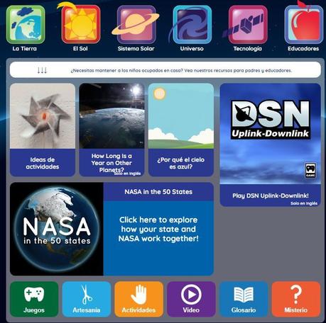 Juegos, actividades, vídeos y artículos de la NASA para los más pequeños de la casa