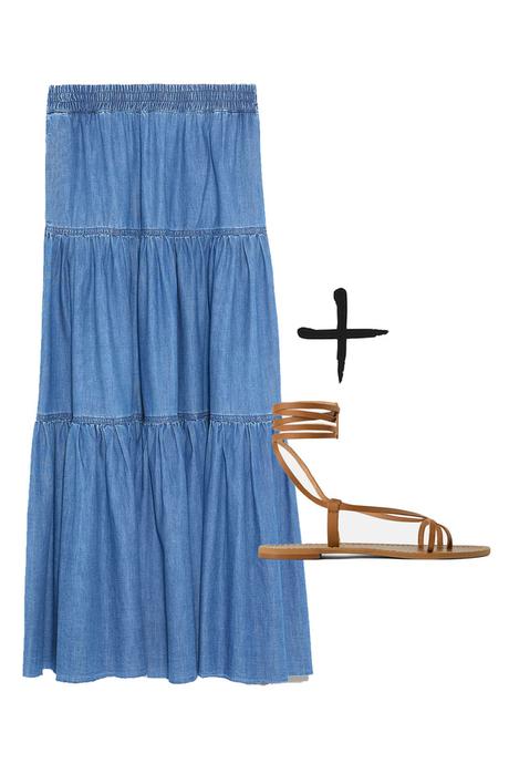 Zara Falda Vaquera Larga