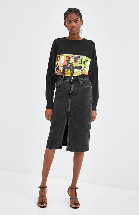 Zara Falda Vaquera Larga