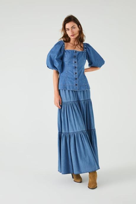 Zara Falda Vaquera Larga