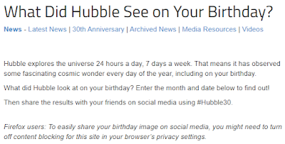 ¿Qué vio el telescopio Hubble el día de tu cumpleaños?