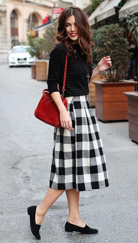 Falda Larga Cuadros Outfit - Paperblog